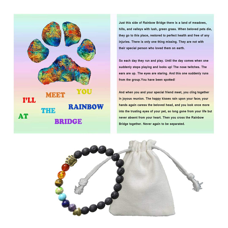 Rainbow Bridge Pet Memorial Gift Lava Bead Bracelet in Memory of Dogs Cats - PawsPlanet Australia