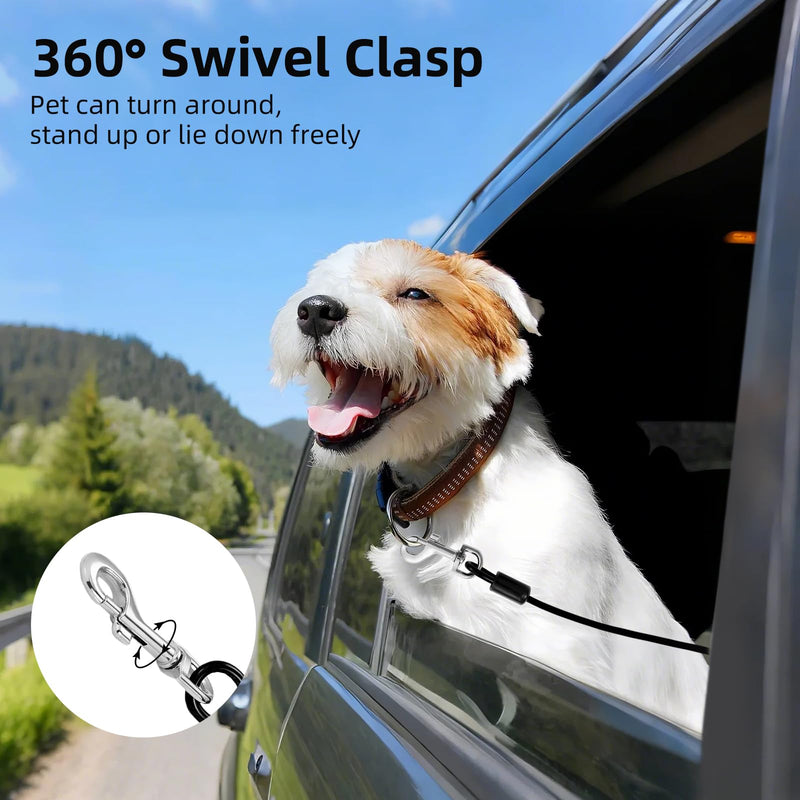 Dog Seat Belt for Car, 16" Chew-Proof Coated Wire Dog Car Leash Seat Belt, Dog Leash with Buckles and Latch, Safety Harness for Small, Medium, Large Dog or Cat, Travel, Black, 2 Pack 2 Pack Black 16 inch/40 CM - PawsPlanet Australia