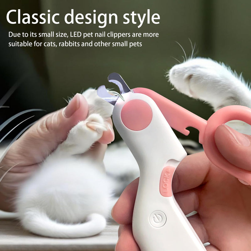 Pet nail clippers with LED Lights cat nail clippers for indoor cats nail trimmer clippers for small dog nail trimmers Cats rabbits nail clippers Bird Kittens (Pink) Pink - PawsPlanet Australia