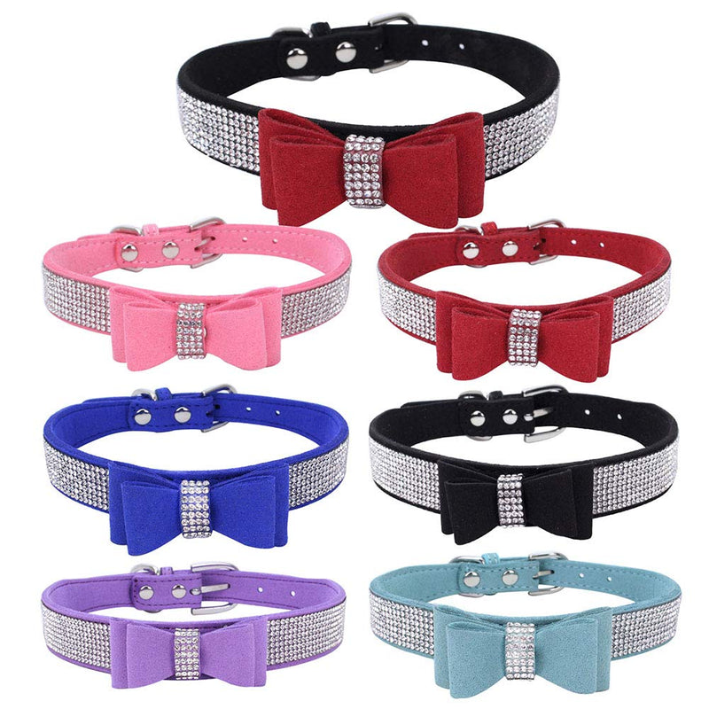 Rhinestone Dog Collar, Crystal Diamond Pet Dog Collar, Cute Dazzling Dog Rhinestone Collar, Dog Collar Harness for Small & Medium Dogs Purple - PawsPlanet Australia