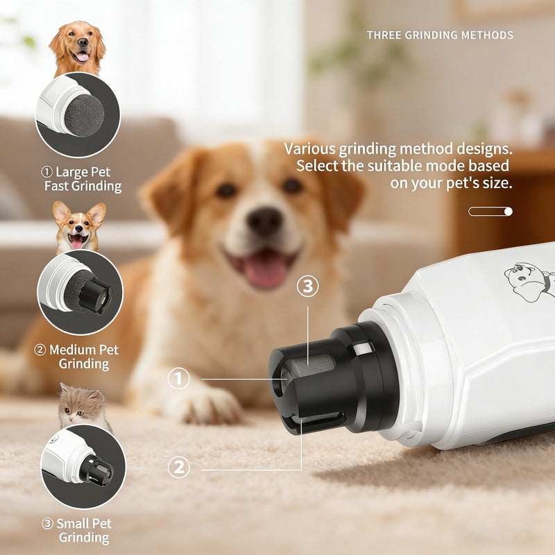 Silent Groom pro Nail Grinder, 2026 New Nail Grinder with 3 Adjustable Speeds & Led Light, Painless Paws Grooming for Small Medium Large Dogs & Cats (1+2*Replacement Head) - PawsPlanet Australia