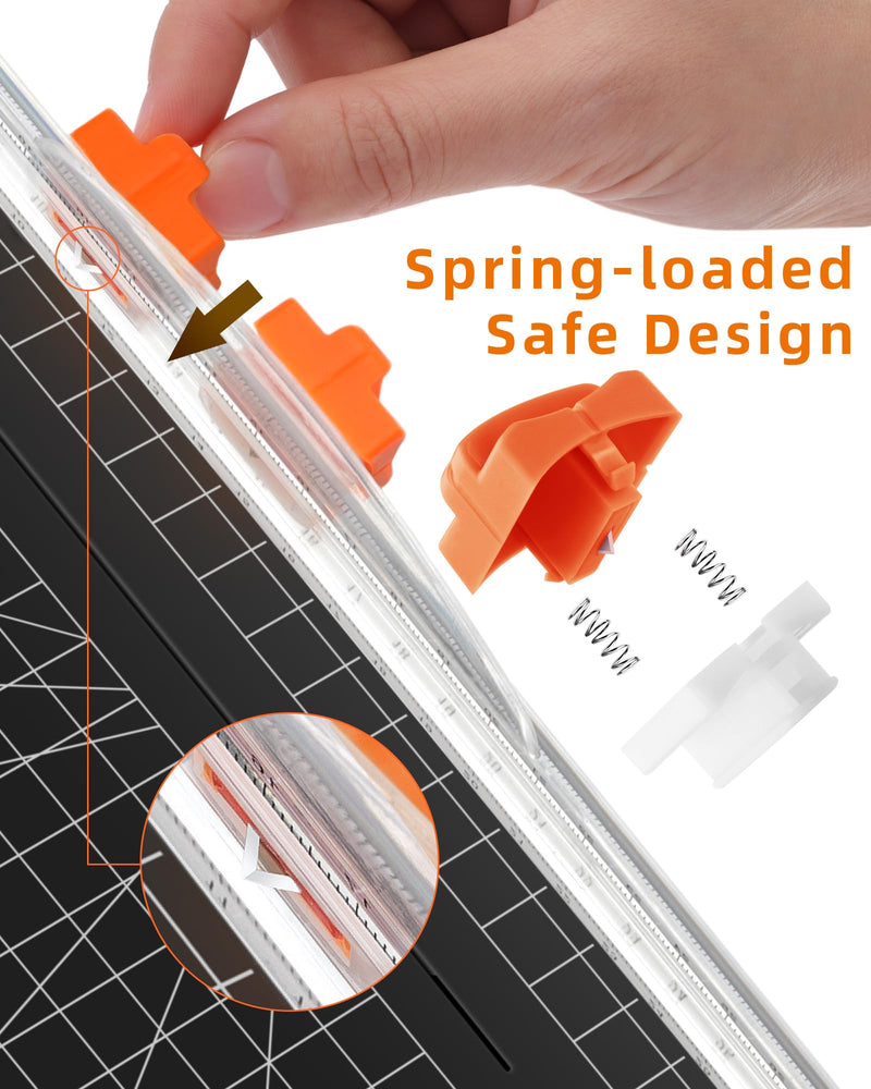 Firbon 2Pcs Refill Blades for A4 A5 Paper Cutter, Spring-Loaded Safeguard Design Replacement Blade for Paper Trimmers (Orange) Orange
