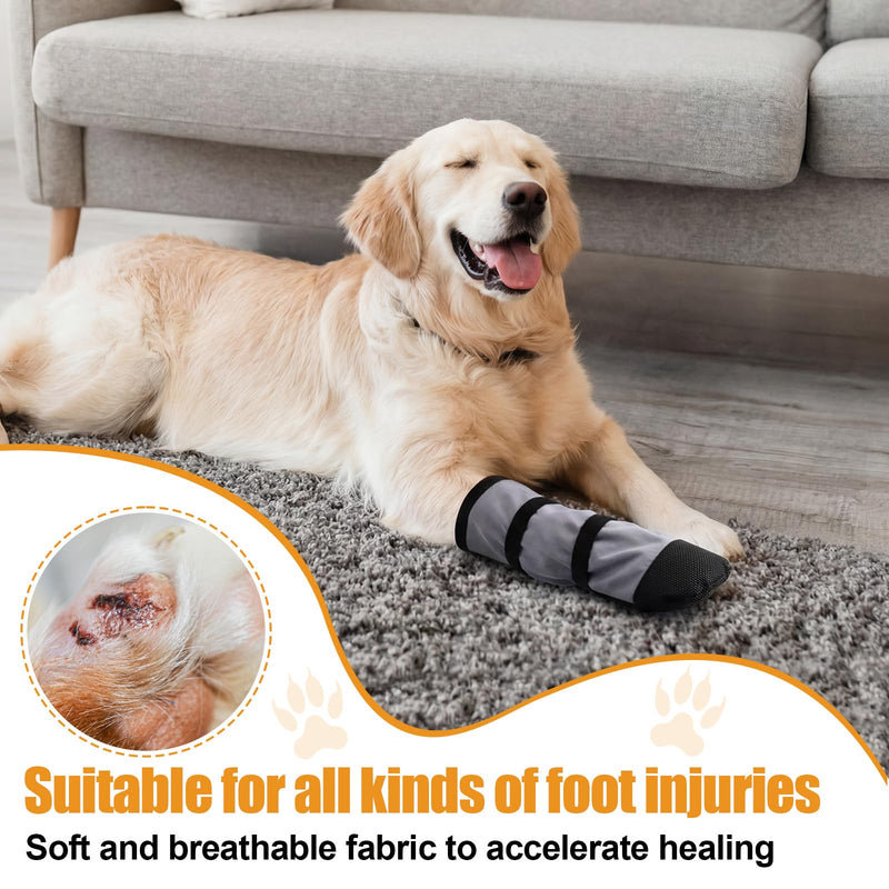 2 Pcs Dog Paw Wound Recovery Boots Non-Slip Dog Protector Boots for Injured Paw Breathable Soft Pet Shoes for Wound Care Outdoor Walking(L,Gray) L Gray - PawsPlanet Australia