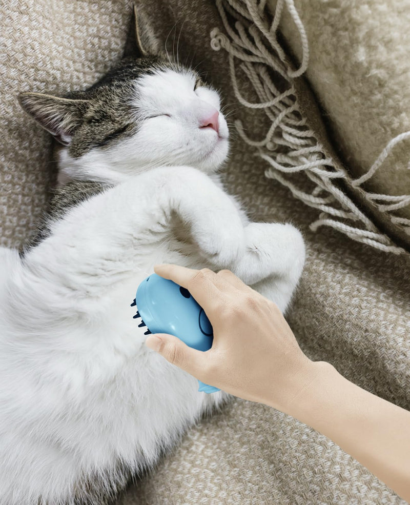Cat Steam Brush for Shedding - 3 in 1 Steamy Cat Brushes for Grooming and Massage - Whales Shaped Cats Brush with Steam for Dogs, Removing Tangled and Loose Hair (Blue) Blue - PawsPlanet Australia