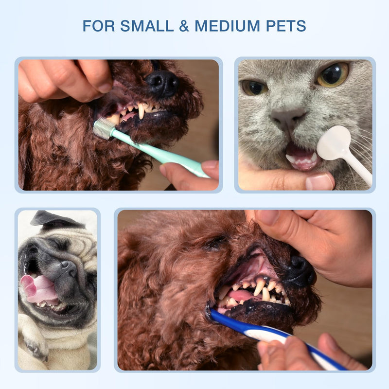 Ultra Soft Nano Dog Toothbrush Kit for Small Breed, Silicone 360 Pet Tooth Brushes for Dogs Cat,Canine Dental Care Set of 3 Different Shapes - PawsPlanet Australia