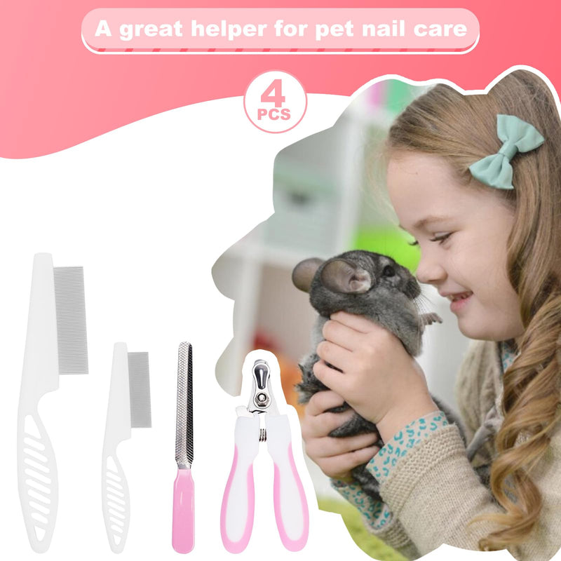 Guinea Pig Brush Kit Hamster Cleaning Grooming Comb with Nail Clipper Trimmer, Nail Files - Professional Small Animal Grooming Tool for Rabbit, Bunny, Puppy, Kitten, Ferret - PawsPlanet Australia
