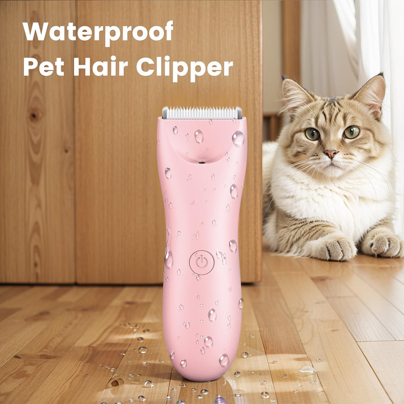 Dog Clippers Pet Grooming Kit, Low Noise Dog Hair Trimmer for Grooming Cordless Pet Shaver with LED Light for Dogs Cats Animals Pink