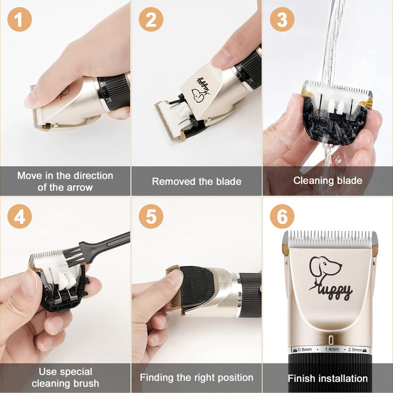 Dog Clippers, 12 Pack 3 Speeds Professional Dog Grooming Clippers Kit, Low Noise Rechargeable Cordless Dog Grooming Kit, Hair Trimmer for Dogs, Cats and Other Animals - PawsPlanet Australia