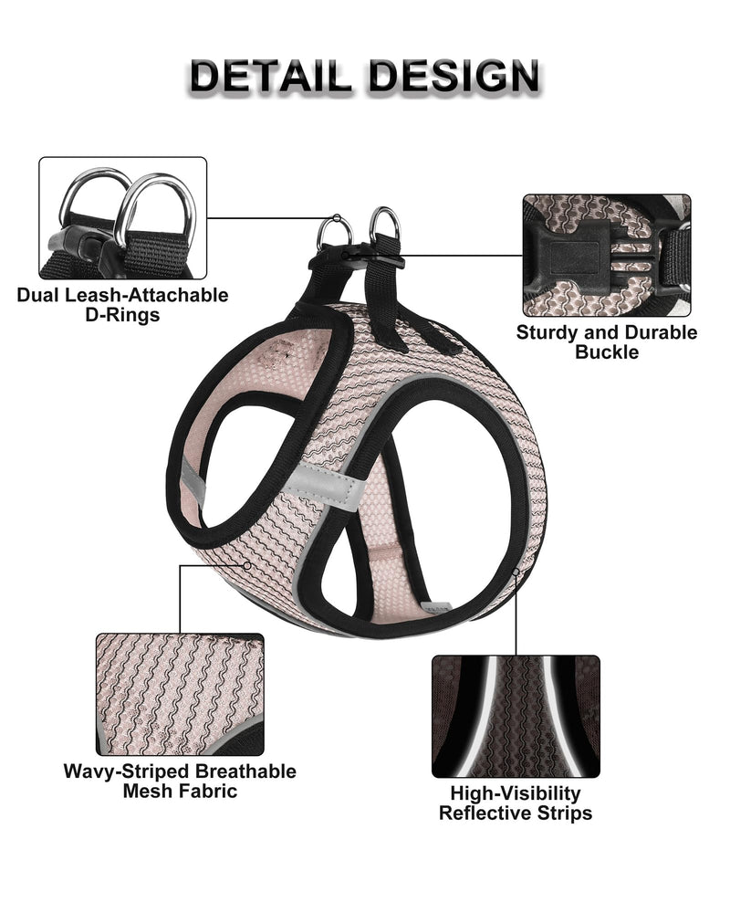 Dog Harness Small Sized and Leash Set, Step in Soft Light Puppy Vest, Breathable Mesh Pet Harness Suitable for Puppies and Kittens. (Pink, XXS(Chest:10.24-11.81")) Pink XXS(Chest:10.24-11.81") - PawsPlanet Australia