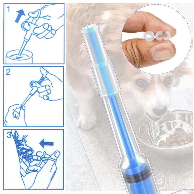 Nuanchu 4 Pieces Pet Pill Plunger Popper for Small Cats Dogs Pill Gun Dispenser Shooter Pet Piller Soft Tip Tablet Syringe Pusher Animal Medicine Feeder for Feeding Accessories (Blue) Blue