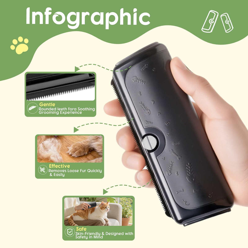 Deshedding Brush for Dogs, Cats, Horses & Pets – Gentle Wide Comb, Effective Grooming Tool with Stainless Steel Blades for Smooth, Pain-Free Grooming (Color: Black) - PawsPlanet Australia