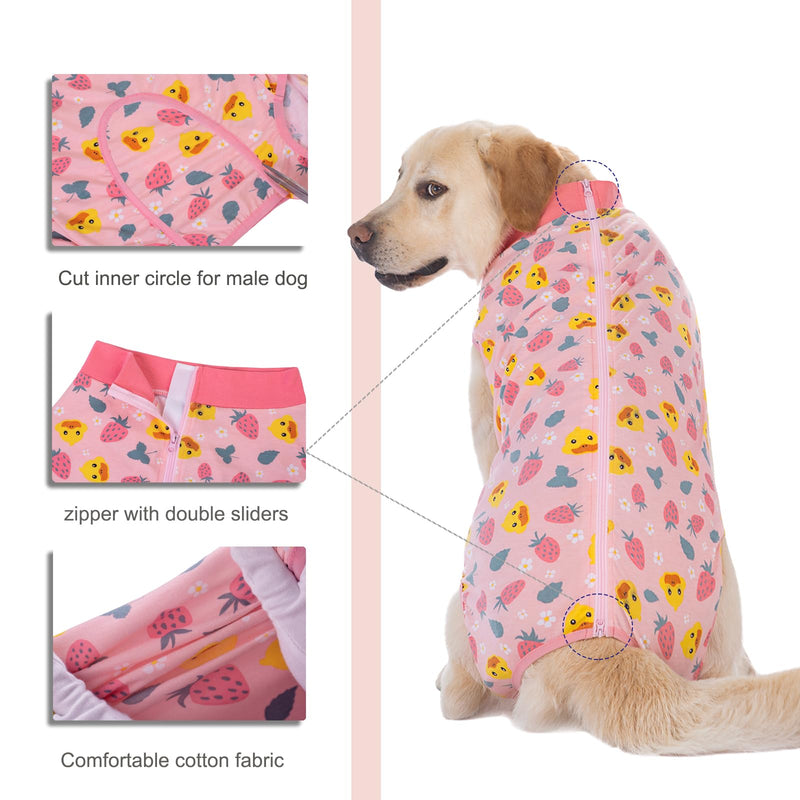 Recovery Suit for Dogs After Surgery, Large Medium Dog Recovery Onesie Surgical Suit for Prevent Licking Cone Alternative, Soft Cotton Covers Wound Body Suit for Male Female Dogs(7XL,Duck Pink) 7X-Large (Pack of 1) Duck Pink
