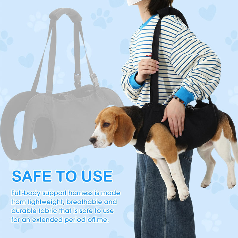 Dog Carry Sling Emergency Backpack Pet Legs Support and Rehabilitation Dog Lift Harness Adjustable Lifting Straps Carrier for Senior Dogs Joint Injuries, Arthritis, Hiking, Skiing, Black (M) M - PawsPlanet Australia