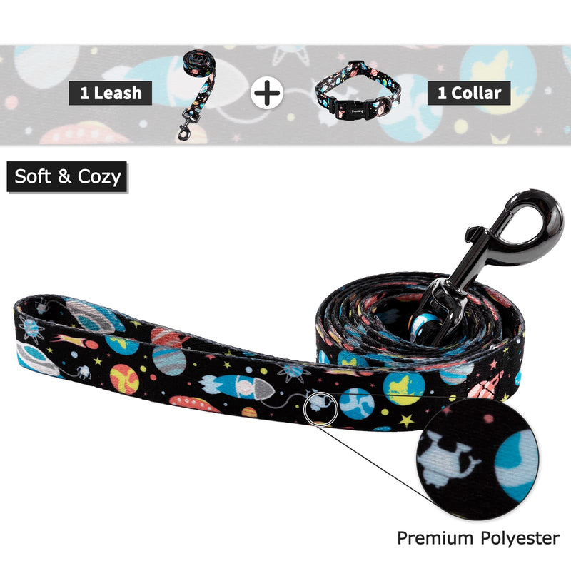 Ihoming Dog Collar and Leash Set for Daily Outdoor Walking Running Training, Space Design for Small Boys Girls Dogs Cats Pets, S-Up to 20LBS B-Space Small (Pack of 1) - PawsPlanet Australia