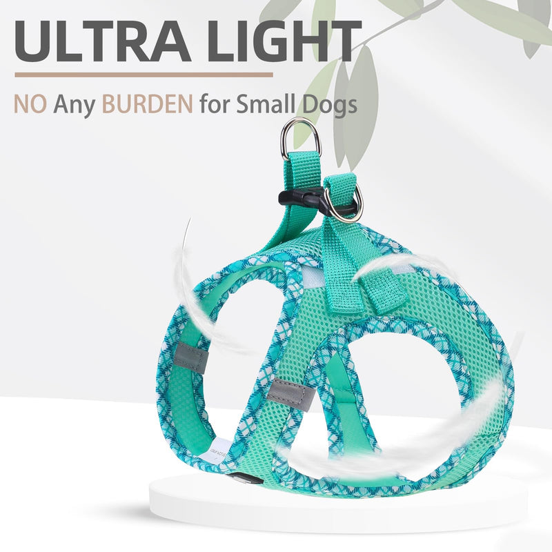 PUPTECK Dog Harness and Leash Set for Small Medium Dogs No Pull Step-in Soft Mesh Puppy Cat Vest Harnesses Reflective at Night, Green S S(CHEST 14.5"-16", 6.6-14 lbs) #1 Green(Basic Mesh) - PawsPlanet Australia