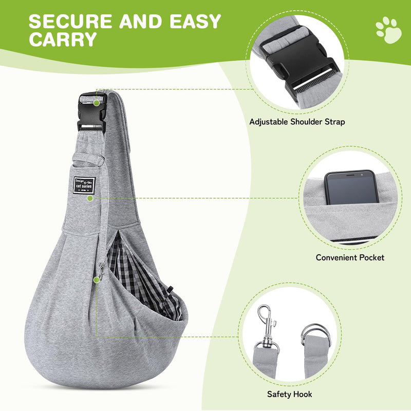 ALLSOPETS Pet Carrier Bag Dog Carrier Sling Reversible Puppy Carrier Purse with Storage Pocket Hand-Free Pet Sling Carrier for Carry Small Dogs Cats Suitable for Travel Outdoor (Light Grey) Light Grey - PawsPlanet Australia