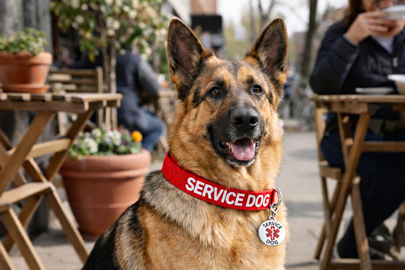 Service Dog Collar & Emotional Support Animal (ESA) Collar with Metal ID Tag + 3 Information Cards – Adjustable Heavy-Duty Nylon | ALL ACCESS CANINE Service Dog (collar and tag) M (14-20") - PawsPlanet Australia