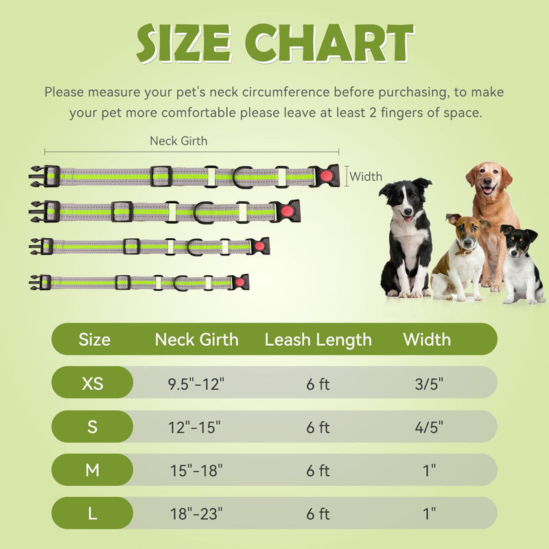 Martingale Collar for Dogs,Soft Neoprene Padded Reflective Martingale Collar and Leash Set Safety Buckle Nylon Martingale Dog Collars for Large Dogs(Green&L) L Green - PawsPlanet Australia