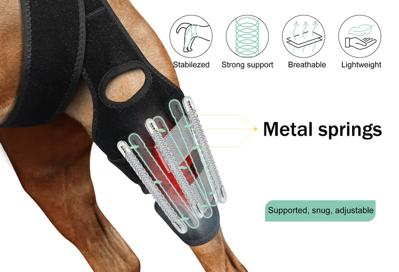 Dog ACL Knee Brace for Torn Hind Leg, Rear Leg Braces for Dogs Luxating Patella, Flexible and Strong Support Metal Splints Joint Care Easy to Put On and Off Braces for Back Leg Medium M - PawsPlanet Australia