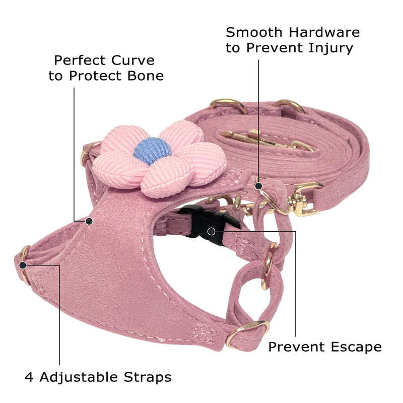 No Pull Dog Harness and Leash Set for Small Sized Dog Training; Puppy Harnesses with Multifunction Dog Leash, Soft Adjustable No Choke Escape Proof Pet Harness for Small and Medium Dog (Pink XXS) Pink - PawsPlanet Australia