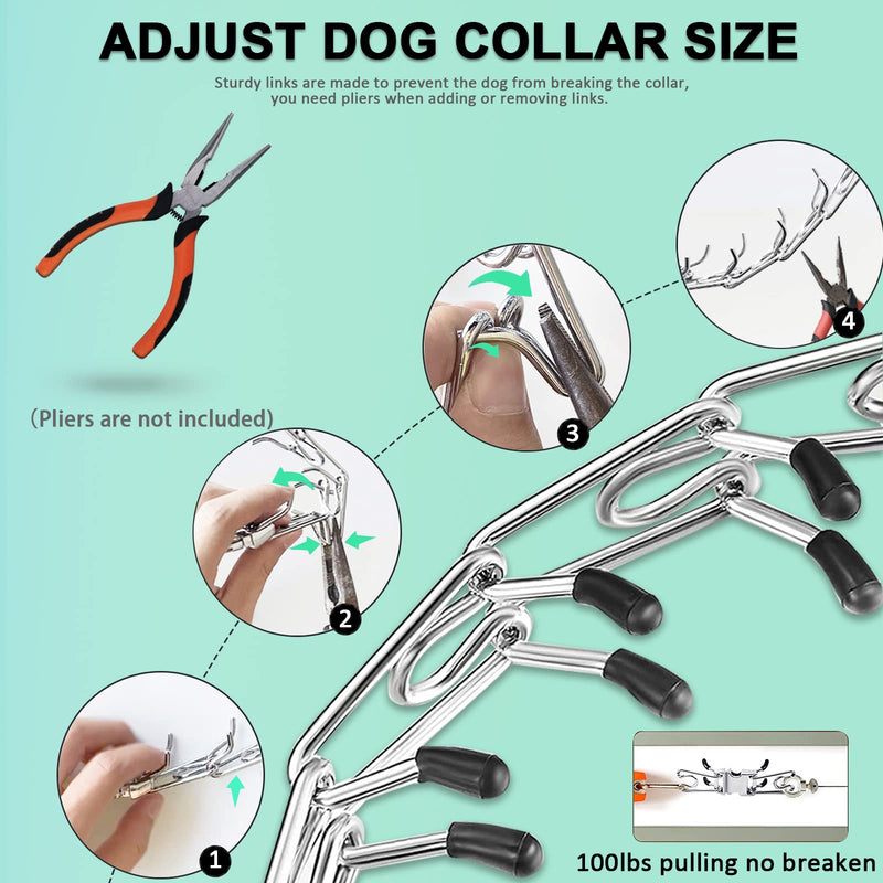 Prong Training Collar for Dogs, Adjustable Dog Pinch Collar with Quick Release Buckle, No Pull Collar for Small Medium Large Dogs, Extra Link and Caps M/L(17-23" Neck, 3.5mm)