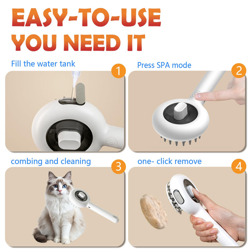 Cat Brushes for Indoor Cat, 6 in 1 Pet Steam Brush for Dog Cats Grooming Kit Supplies Hair Grooming for Long Short Hair Cats Dogs Massage & 2 Water Spray Modes Shedding Brush - PawsPlanet Australia