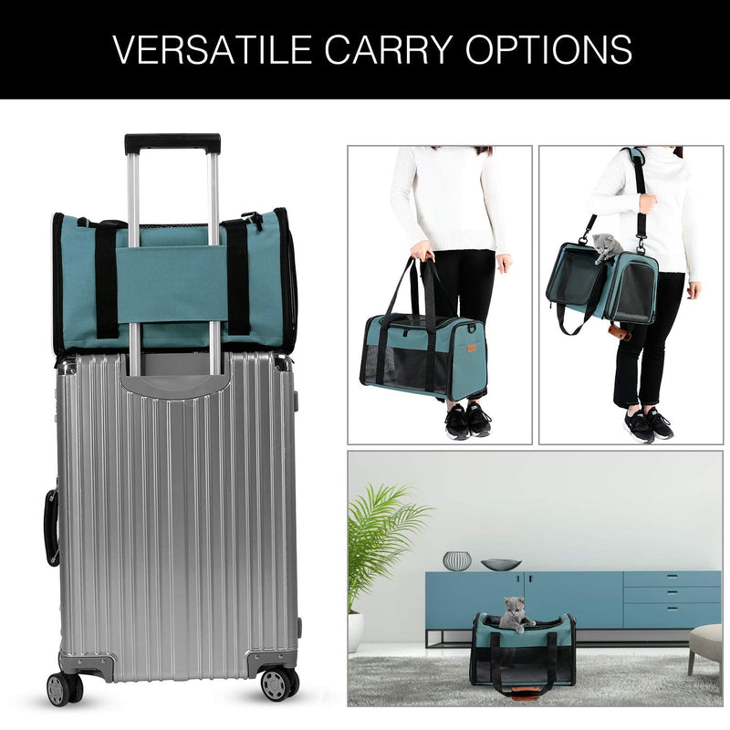 Cat Carrier - Portable Foldable Dog Pet Carrier, Soft-Sided Pet Bag up to 15 Lbs, Airline Approved Travel Puppy Carrier 17.5"L x 11.0"W x 11.0"H Blue - PawsPlanet Australia