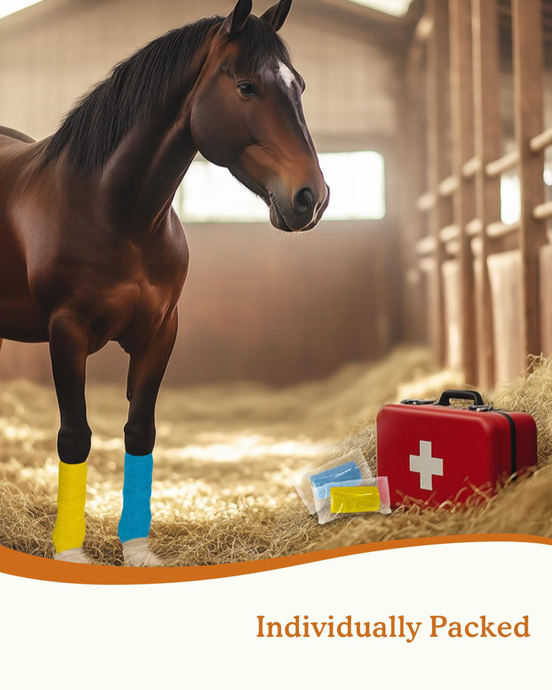 Self-Adhesive Vet Bandage Wrap, First Aid for Dogs & Horses, Multi-Use for Gear Grip & Cable Organizing, Individually Wrapped, 4 Inch, 6 Rolls, Morning Field