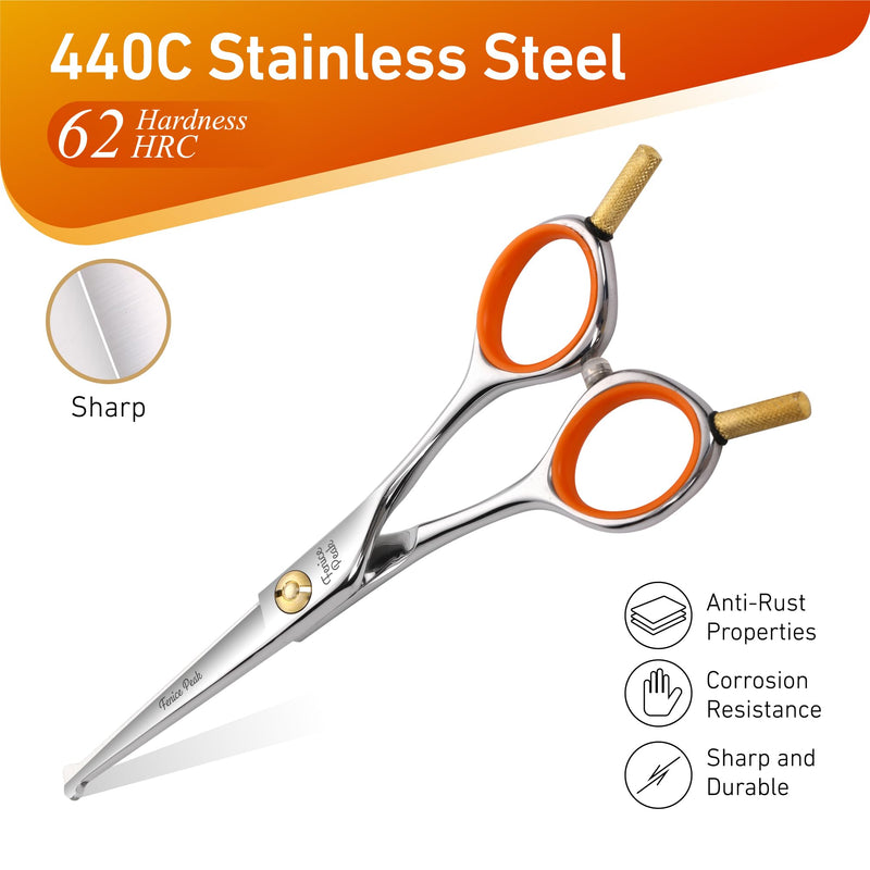 Fenice Peak 5'' Small Straight Scissors Lightweight Dog and Cat Grooming Scissors with Safety Round Tip JP440C Stainless Steel Sharp Blades for Body Facial Nose Ear and Paw Hair Easy Use 5" - PawsPlanet Australia