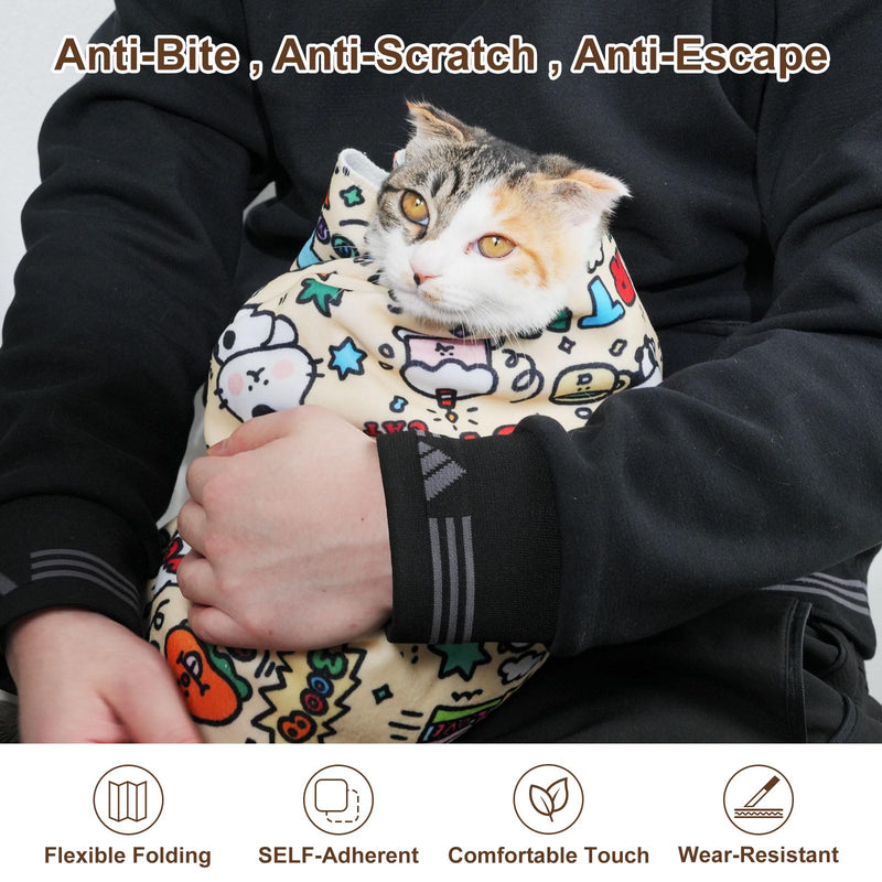 35.5" Extra Large Cat Grooming Wrap – Anti-Escape Cat Wrap for Cutting Nails, Brushing & Medication – Soft, Comfortable, Reusable, Self-Adhering, Holds Cats Up to 22lbs (Elephant Cat) Elephant CAT XL - PawsPlanet Australia