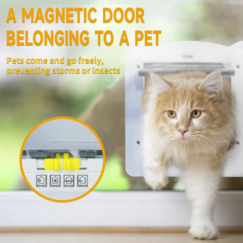 4 Way Locking Weatherproof Pet Gate - Cat & Dog Door for Sliding Glass Door (12.7''x11'', Inter Size 8.7''x7.9'') - PawsPlanet Australia
