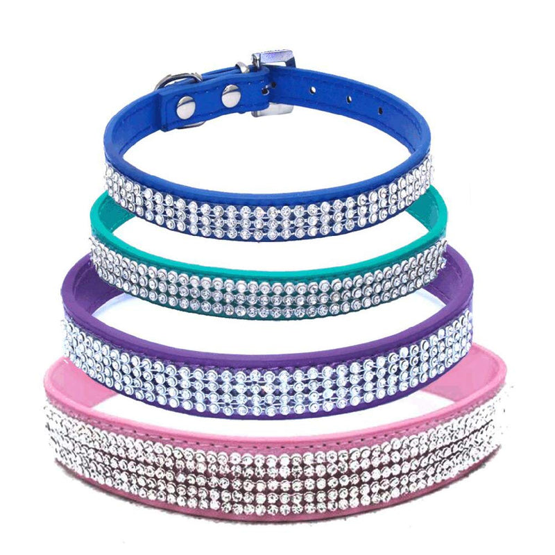 Dogs Kingdom 12"-20" Length Adjustable Full Rhinestone Crystal Studded Leather Dog Collar for Small or Medium Pet Collar,Purple,S S:10-13" neck Purple