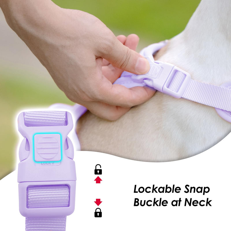 No Pull Dog Harness, Puppy Vest with Front Clip for Small Medium Large Sized Dog(Light Purple,XL) XL(Neck:24.8-38.6", Chest:29.1-45.3") Light Purple - PawsPlanet Australia