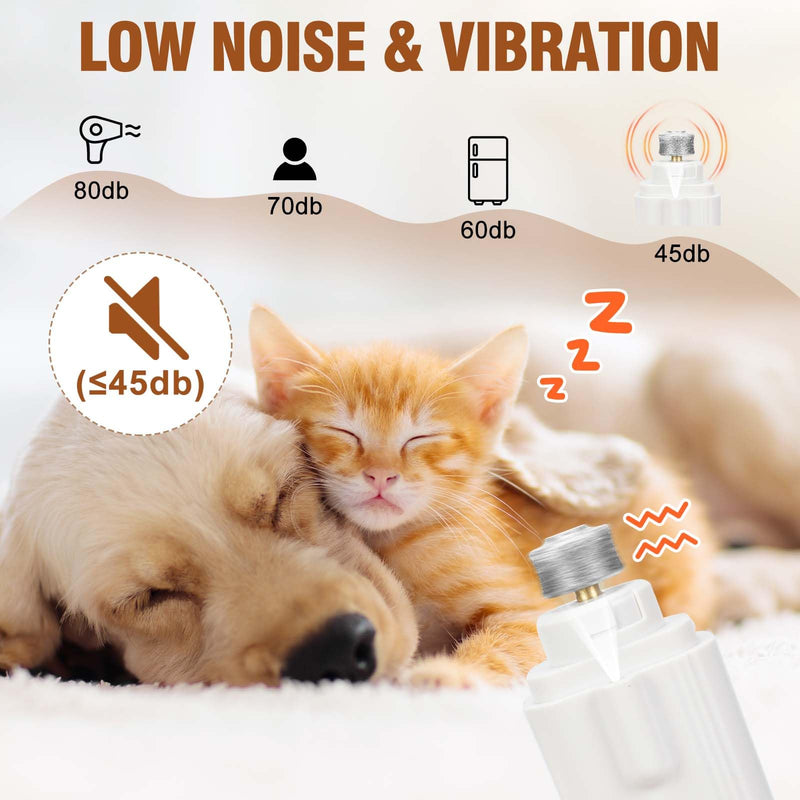 2-in-1 pet Nail Clipper and Grinder with USB Charging - Quiet Less Than 40 decibels Dog Nail Clippers for Large Dogs and cat Nail Clipper - Dual LED Lights Suitable for All Pets (White) white - PawsPlanet Australia