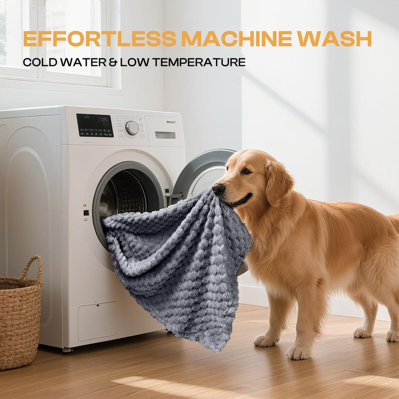 Luciphia 300GSM Fleece Dog Blanket for Small Medium Large Dogs 3D Jacquard 1 Pack 3 Flannel Puppy Cat Pet Throw Blankets Soft Washable Decorative Furniture Protect Pcs3-Grey/White/Pink, L(41''x31'') L(41''x31'') - PawsPlanet Australia