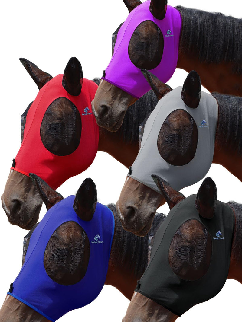 Mask Tech 5 Pieces Horse Fly Masks with Ears, Stretchy Elastic Mesh Fly Masks, 3D Eye Clearance, UV Protection-Large,Combo 23 Large Combo 23