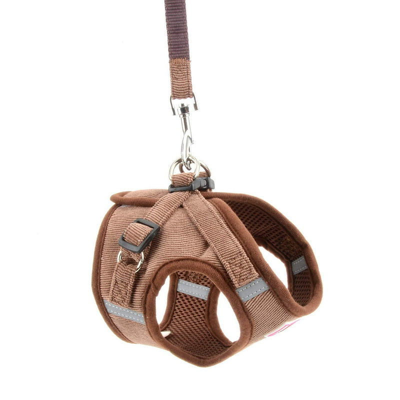 Zunea Small Dog Harness and Leash Set No Pull Adjustable Reflective Step-in Puppy Boy Girl Vest Harnesses Soft Corduroy Mesh Padded for Pet Dogs Cats Chihuahua Brown M M (Chest: 15.5 Inch) - PawsPlanet Australia