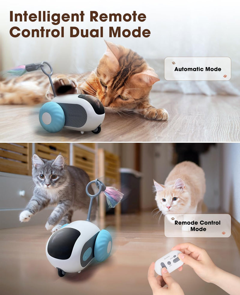 Cat Toys for Indoor Cats, Smart Interactive Cat Toy with Two-Speed Adjustment, Remote Control USB Rechargeable Automatic Cat Exercise Toys for Bored Indoor Adult Cats Kittens (Blue) Blue - PawsPlanet Australia