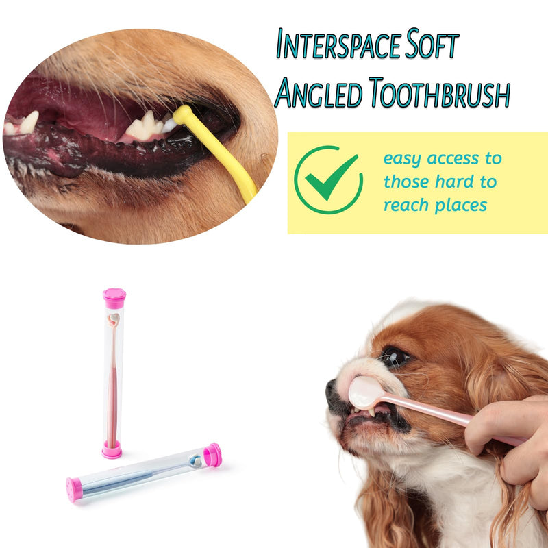 E.M&S.T by Emmeliestella Dog Toothbrush Teeth Cleaning Kit，Three-Sided，Dental Plaque Removal，Oral Hygiene，Freshen Dogs Breath，Reduce Tarta，Extra Soft Bristles, Independent Packaging, Blue&Pink 3PCS - PawsPlanet Australia