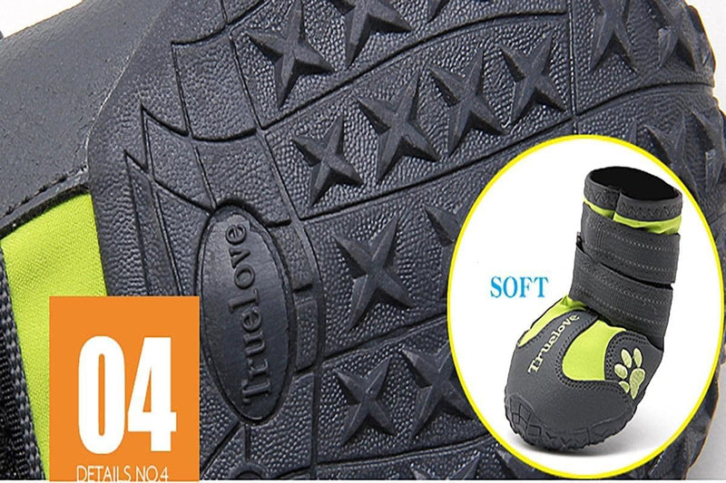 TRUE LOVE Dog Shoes Waterproof Anti-Slip Rain Boots with Reflective TLS3961(6#, Black) 6#