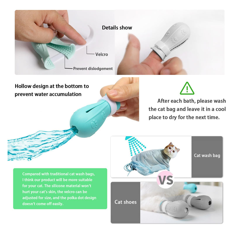 7 Pieces of Cat Bathing Supplies,Anti-Scratch Silicone Cat Shoes,Cat Claw Covers, Cat Shower Net Bag,Cat Bathing Bag,Elizabethan Collar (Grey-3) Grey-3 - PawsPlanet Australia