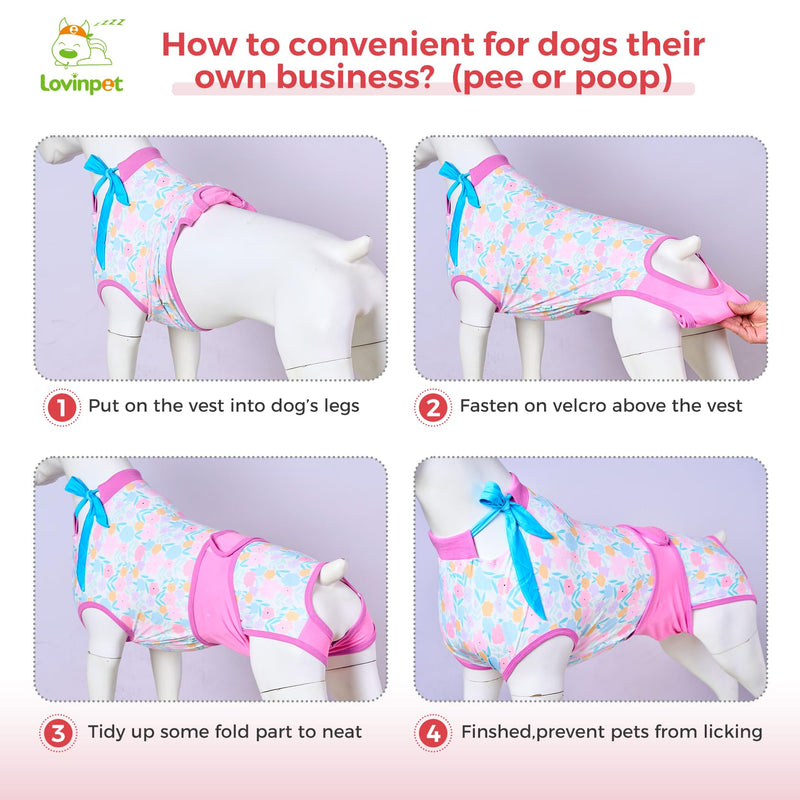 LovinPet Spay Suit for Female Dog: Surgical Suit for Male Dogs Female & Male Anti-Licking Protection Full Body Coverage for Anti-Shedding XL Pink - PawsPlanet Australia