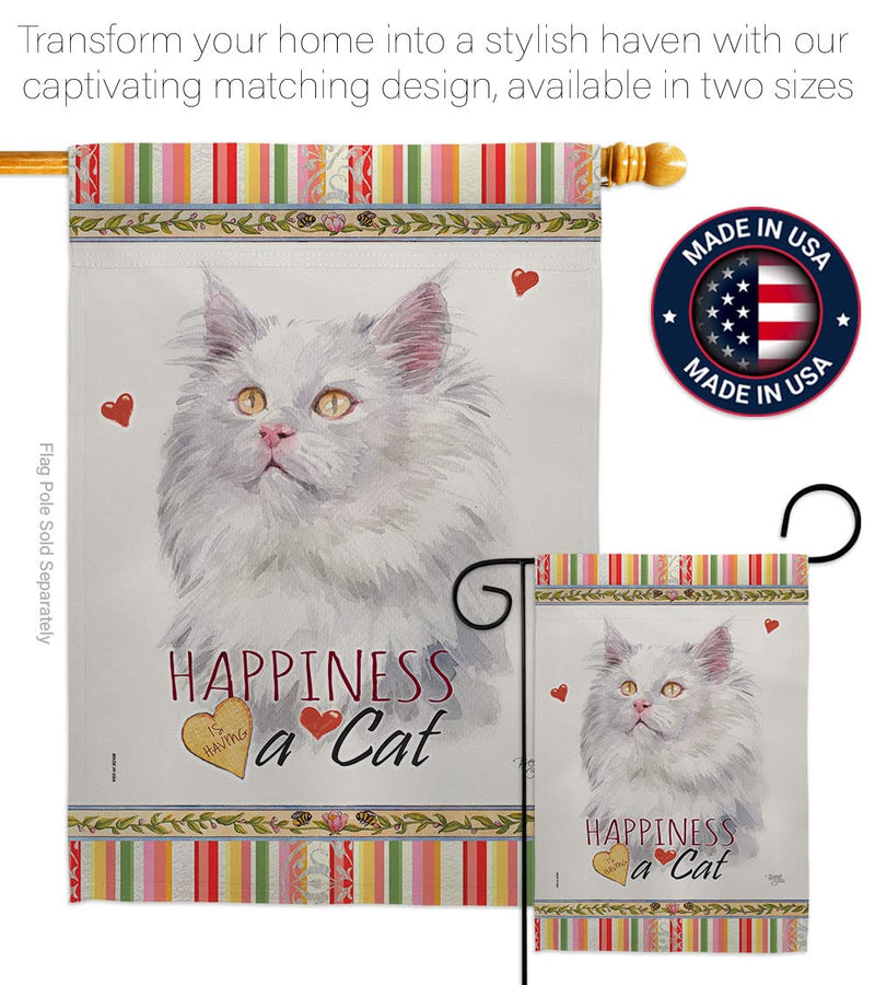 Breeze Decor German Long Hair Happiness House Flag Pack Cat Kitten Meow Spoiled Paw Fur Pet Nature Farm Animal Creature Applique Banner Small Garden Yard Gift Double-Sided, Made in USA - PawsPlanet Australia