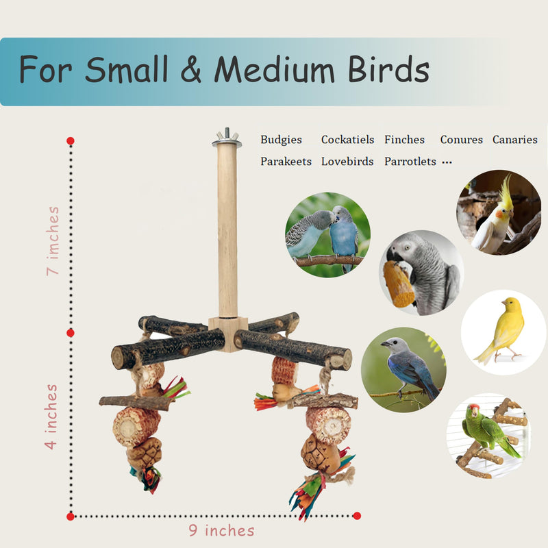 Bird Perch 360° Rotating Perch with Natural Chew Toys - Spinning Bird Toys Cage Accessories- Parrot Wooden Stand for Small and Medium Birds (Parakeets, Budgies, Cockatiels, Conures, Finches) - PawsPlanet Australia