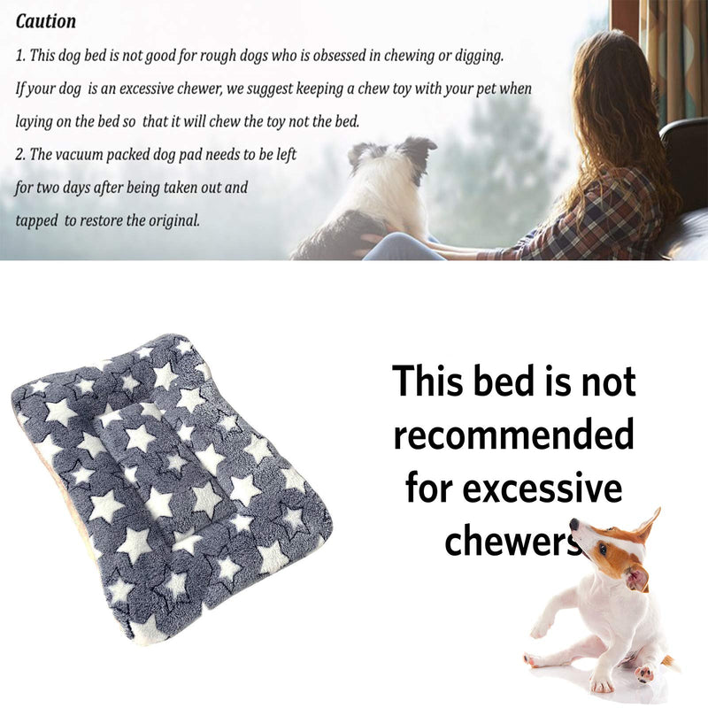 2 Pcs Pet Bed Mats. Ultra Soft Pet (Dog/Cat) Bed with Cute Prints. Reversible Faux Lambswool Kennel Pad for Medium Small Dogs and Cats. Machine Washable Pet Bed. Gray+Stars 18.5"L x 13.0"W x 1.2"Th - PawsPlanet Australia