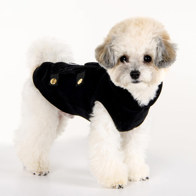 Puppia Rupert Cute Winter Hooded Shirts for Small and Medium Dogs, Black, Medium - PawsPlanet Australia