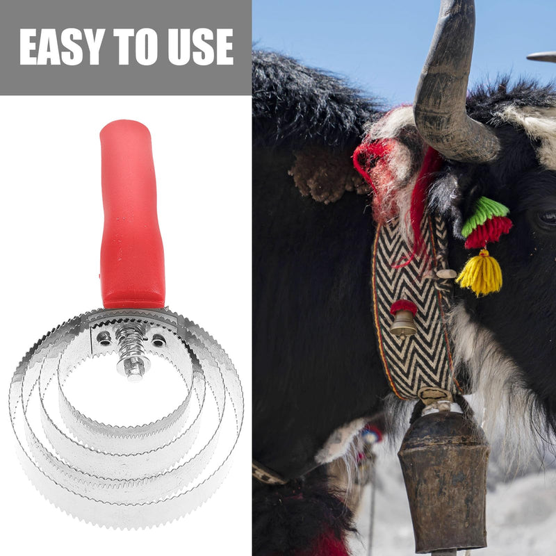TEHAUX Double-sided curry comb made of stainless steel with ergonomic handle, versatile pet grooming brush for horses, dogs and sheep for efficient grooming and itching relief