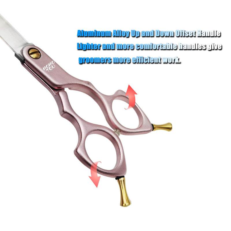 6.5'' Small Pink Straight Dog Grooming Scissors Professional Trimming Shears with Ultra-Lightweight Offset Handle 440C Stainless Steel Pet Scissors for Face and Paws