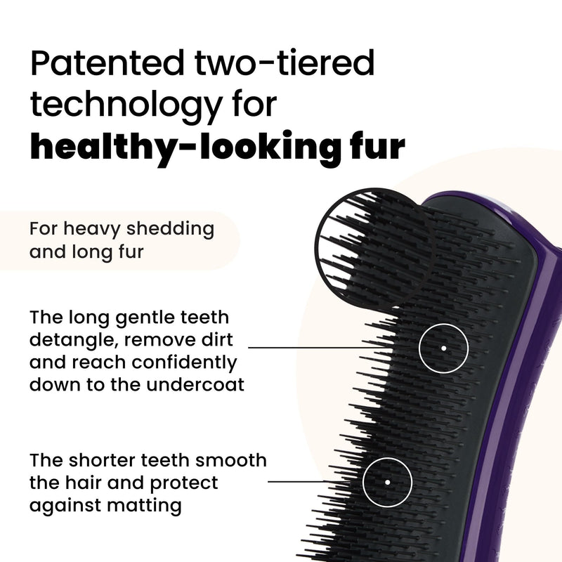 Tangle Teezer Large Pet Teezer De-Shedding Grooming Brush - Dry or Bath Brush - The Perfect Deshedding Brush for Dogs - Purple & Grey - PawsPlanet Australia