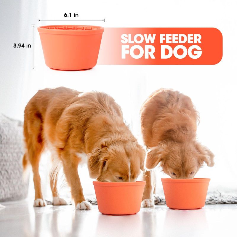 Slow Feeder Dog Bowl,Non-Slip Lick and Freeze Bowl for Dogs,Long Lasting Silicone Licking Mat for All Dog Sizes,Anti-Chocking and Reduce Anxiety(Orange) Orange - PawsPlanet Australia